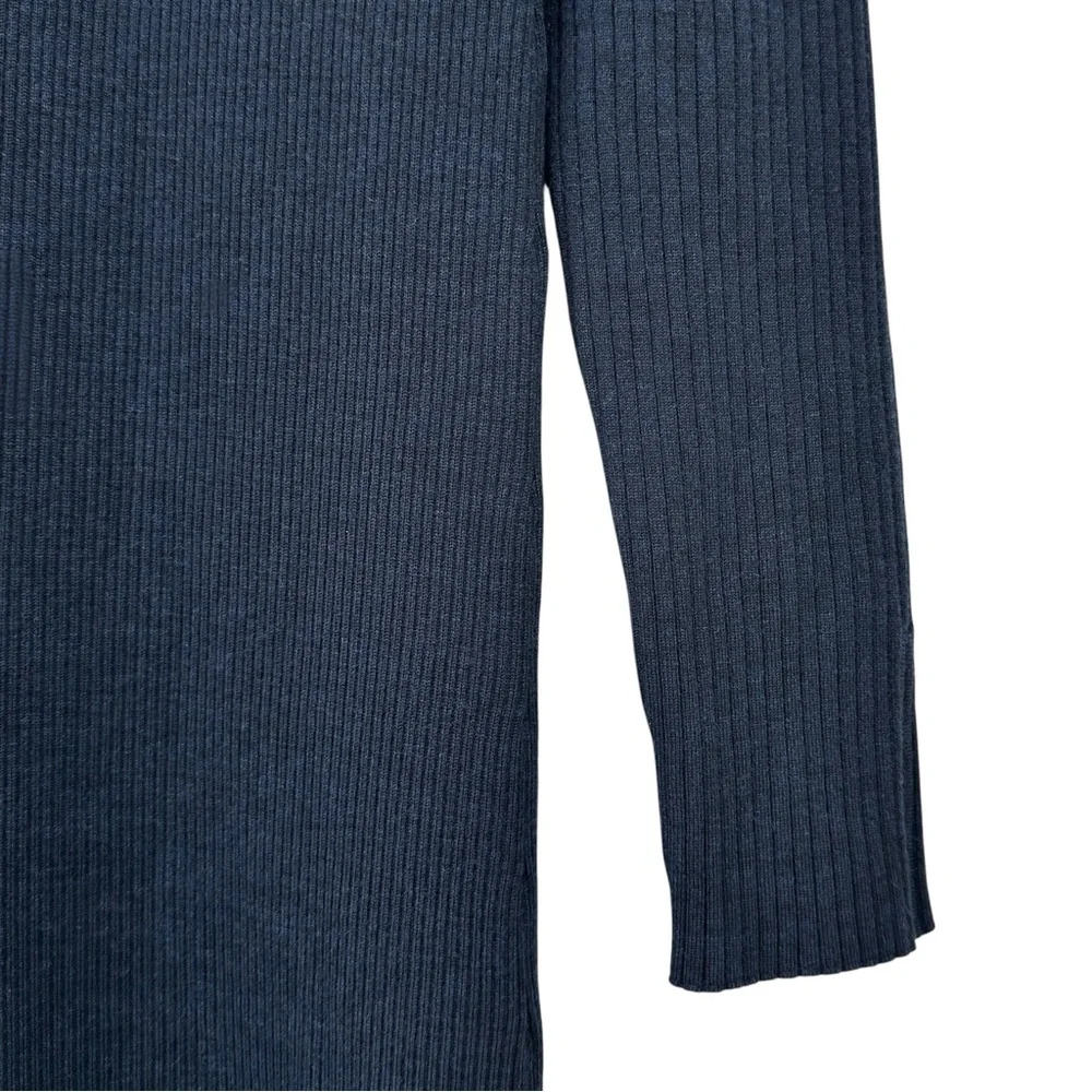 NWT Studio Nicholson Vico Navy Blue Roll High Neck Wool Rib Knit Midi Dress sz 1 - Picture 6 of 12